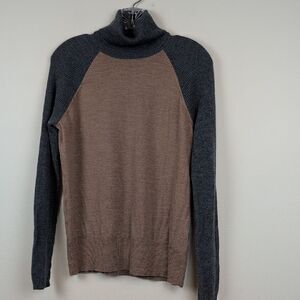 Pendleton Merino Wool Ragland Turtleneck Sweater Camel Gray Size L